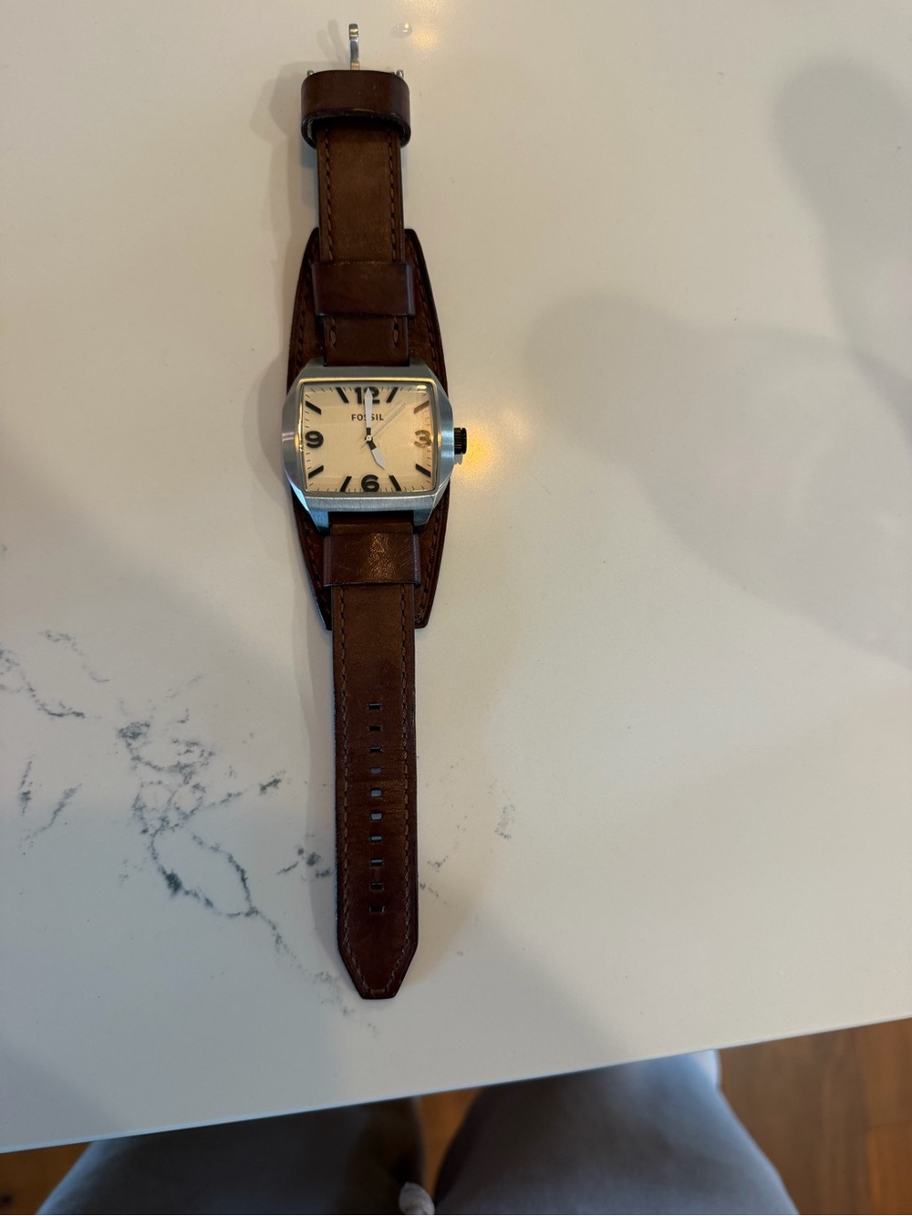 Fossil Brown Leather Strap Watch with Silver Case